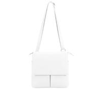 Kitise Multi-Pocket Genuine Italian Leather Slim Messenger Crossbody Bag In White White
