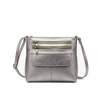 Kitise Multi Zipper Compartments Crossbody Shoulder Bag In Silver Silver