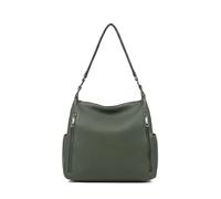 Kitise Multi Zipper Pockets Pebble Pu Leather Hobo Shoulder Bag In Green Green