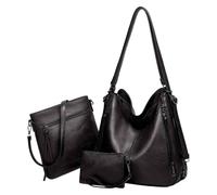 Kitise Multifunctional 3-Piece Set Tote/backpack Shoulder Handbag With Purse Bag In Black Black