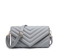 Kitise Multipurpose Quilted Chevron Crossbody Bag Clutch Purse Handbag In Grey Grey