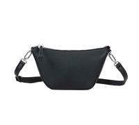 Kitise Pebbled Mini Structured Half Moon Crossbody Shoulder Handbag In Black Black