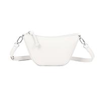 Kitise Pebbled Mini Structured Half Moon Crossbody Shoulder Handbag In White White