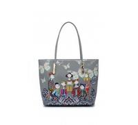 Kitise Printed Dolls Glossy Patent Pu Leather Tote Bag In Grey Grey