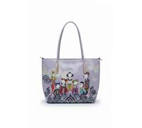 Kitise Printed Dolls Glossy Patent Pu Leather Tote Bag In Purple Purple