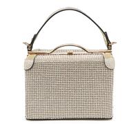 Kitise Rhinestone Box Top Handle Clutch Bag And Zippered Interior In Gold Gold