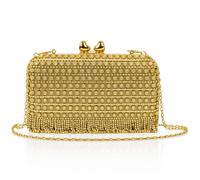 Kitise Rhinestone Diamante Tassel Evening Clutch Bag In Gold Gold