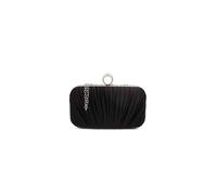 Kitise Ringstone Clasp Elegant Satin Pleated Evening Clutch Bag In Black Black