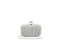 Kitise Ringstone Clasp Elegant Satin Pleated Evening Clutch Bag In Silver Silver One Size