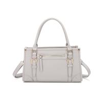 Kitise Roomy Front Zip Pocket Pu Leather Tote Bag With Buckle Detail In Grey Grey One Size