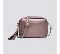 Kitise Shin Shiny Metallic Tassel Charm Camera Crossbody Bag In Bronze Bronze
