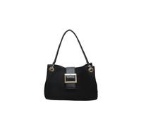 Kitise Shoulder Bag with Buckle Accent and Dual Top Handles - BLACK