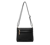 Kitise Slim Multi-Pocket Crossbody Bag Zippered Compartments In Black Black