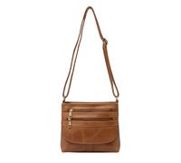 Kitise Slim Multi-Pocket Crossbody Bag Zippered Compartments In Brown Brown