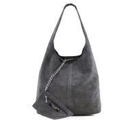 Kitise Slouch Genuine Italian Suede Large Tote Bag With Detachable Purse - GREY
