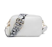 Kitise Small Double Zip Compartments Crossbody Bag With Tassel Charm And Camo Strap In White White One Size