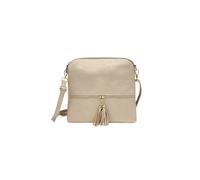 Kitise Small Flat Tassel Accent Front Pocket Crossbody Handbag In Gold Gold