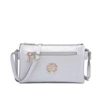 Kitise Small Front Zipper Slim Multi Compartments Crossbody Purse Bag In Silver Silver