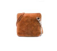 Kitise Small Genuine Italian Suede Leather Zip Around Crossbody Bag In Brown Brown