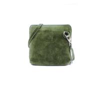 Kitise Small Genuine Italian Suede Leather Zip Around Crossbody Bag In Dark Green Dark Green