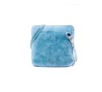 Kitise Small Genuine Italian Suede Leather Zip Around Crossbody Bag In Light Blue Light Blue
