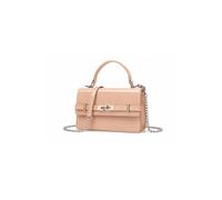 Kitise Small Glossy Top Handle And Turn Lock Crossbody Clutch Bag In Nude Nude