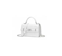 Kitise Small Glossy Top Handle And Turn Lock Crossbody Clutch Bag In Silver Silver