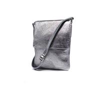 Kitise Small Italian Genuine Leather Crossbody Handbag Stylishy Phone Bag In Metallic Silver Metallic Silver