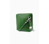 Kitise Small Italian Leather Handbag Crossbody Bag With Kitise Kitty Charm - Dark Green