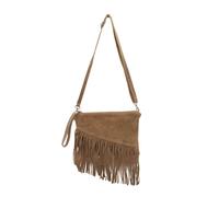 Kitise Small Multi-Functional Fringe Italian Suede Leather Wristlet Purse Bag Crossobody Handbag In Taupe Taupe One Size