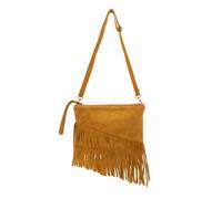 Kitise Small Multi-Functionla Fringe Italian Suede Leather Wristlet Purse Bag Crossobody Handbag - BROWN