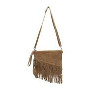 Kitise Small Multi-Functionla Fringe Italian Suede Leather Wristlet Purse Bag Crossobody Handbag - TAUPE