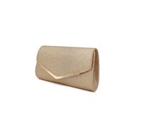 Kitise Small Shiny V Shape Glitter Envelope Clutch Bag With Chain Strap In Gold Gold