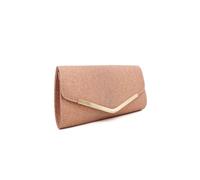 Kitise Small Shiny V Shape Glitter Envelope Clutch Bag With Chain Strap In Rose Gold Rose Gold