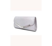 Kitise Small Shiny V Shape Glitter Envelope Clutch Bag With Chain Strap In Silver Silver