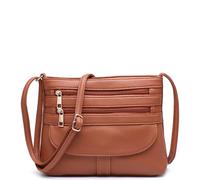 Kitise Small Slim Multilayer Zip Crossbody Messenger Bag In Brown Brown
