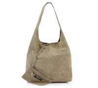 Kitise Spacious Slouch Genuine Italian Suede Tote Handbag In Beige Beige