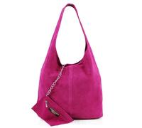 Kitise Spacious Slouch Genuine Italian Suede Tote Handbag In Fuchsia Fuchsia