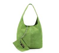 Kitise Spacious Slouch Genuine Italian Suede Tote Handbag In Green Green