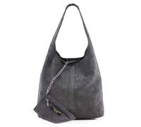 Kitise Spacious Slouch Genuine Italian Suede Tote Handbag In Grey Grey