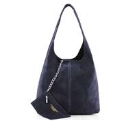 Kitise Spacious Slouch Genuine Italian Suede Tote Handbag In Navy Navy