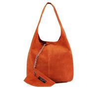 Kitise Spacious Slouch Genuine Italian Suede Tote Handbag In Orange Orange