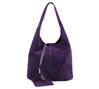 Kitise Spacious Slouch Genuine Italian Suede Tote Handbag In Purple Purple