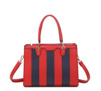 Kitise Spacius Pu Leather Striped Top Handle Shoulder Tote Bag In Red Red One Size