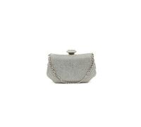 Kitise Sparkling Evening Clutch Bag with Chain Strap and Jewel Clasp - SILVER