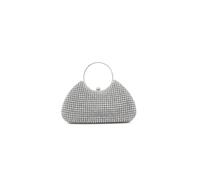 Kitise Sparkly Rhinestone Round Handle Evening Clutch Bag In Silver Silver