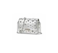 Kitise Studded Flap Over Crossbody Clutch Bag With Chain Strap In Silver Silver
