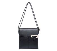 Kitise Stylish Double Section Pu Leather Crossbody Bag With Front Buckle In Black Black