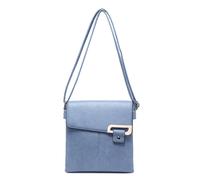 Kitise Stylish Double Section Pu Leather Crossbody Bag With Front Buckle In Light Blue Light Blue