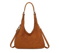 Kitise Stylish Faux Suede Hobo Shoulder Handbag With Side Zip Detail In Brown Brown